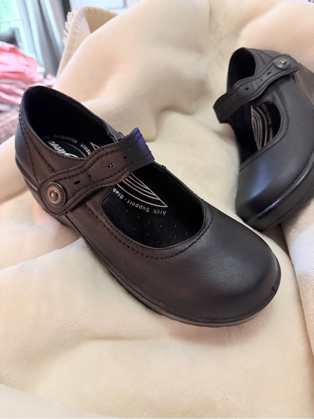 easy street Black Mary Jane Flats with Adjustable Strap